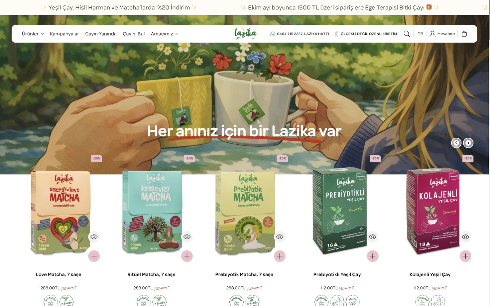 Lazika Turkish desktop homepage with a single-row header